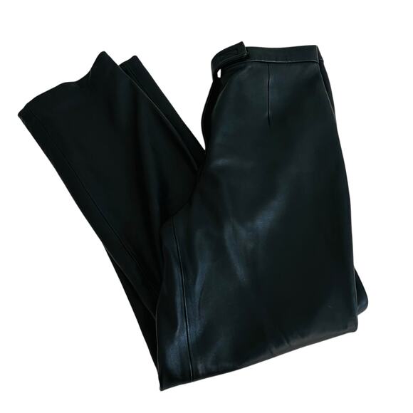 Jacqueline Ferrar Leather High Rise Straight Leg Pants Size 8 Black - Picture 8 of 8
